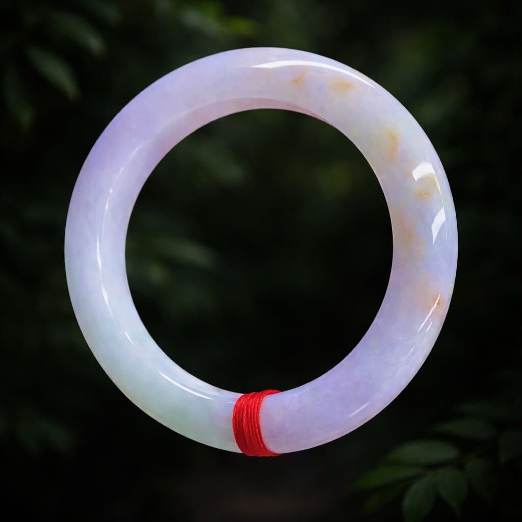 Rare Tri-Color Lavender Green “Koi” Jadeite Bangle