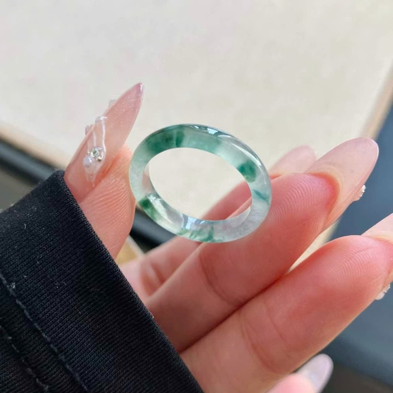 Moss Vein Icy Jadeite Band