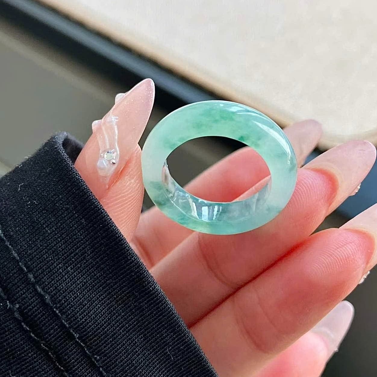 Icy Apple Green Jadeite Band