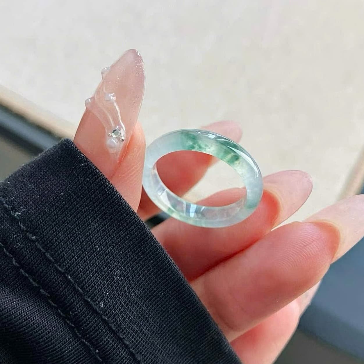 Moss Green Vein Jadeite Band