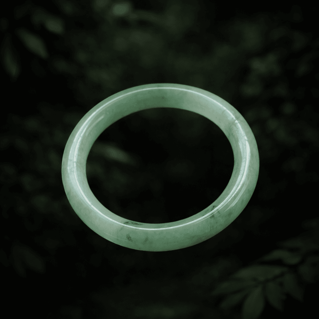 Bright Green Floating Blossoms Jade Bangle
